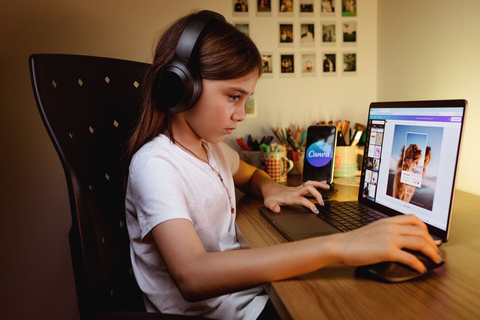 Young person editing multimedia content on a computer